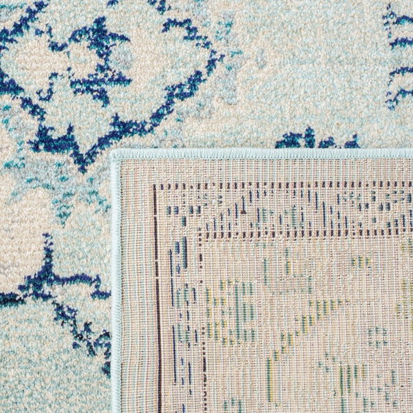 Safavieh Monaco Medallion Round Rug Power Loomed Polypropylene for Entryway or Reading Nook Light Blue / Ivory 2'-2" x 4'-0" MNC243K-24
