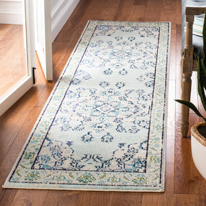 Safavieh Monaco Light Blue Ivory Area Rug 6'7" X 9'2" — Turkish Power-Loomed Oriental Design, Oeko-Tex Safe MNC243K-68