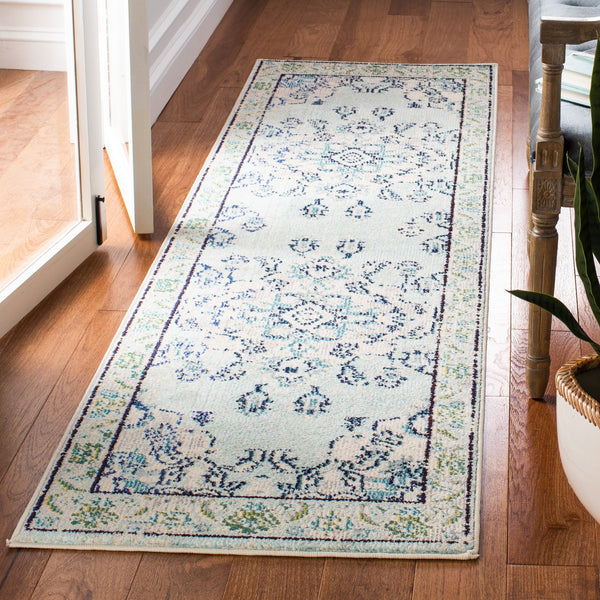 Safavieh Monaco Light Blue Ivory Area Rug 6'7" X 9'2" — Turkish Power-Loomed Oriental Design, Oeko-Tex Safe MNC243K-68