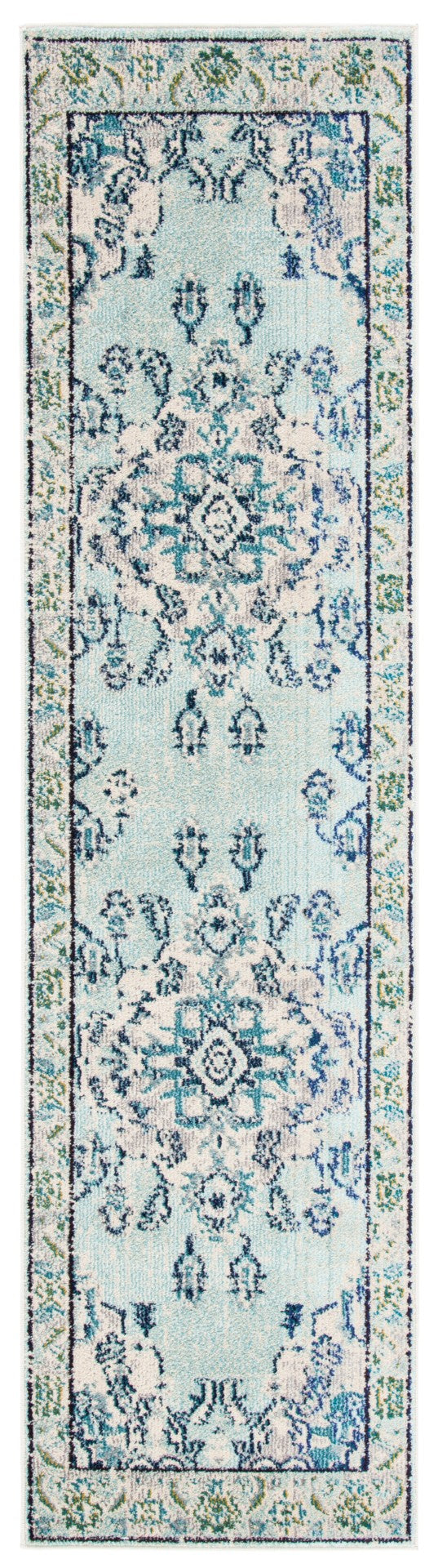 Safavieh Monaco Large Rectangle Area Rug - Luxurious Light Blue & Fuchsia Design For Elegant Home Décor Light Blue ,Ivory 57% Polypropylene,30% Cotton,13% Polyester Mnc243k-3sq
