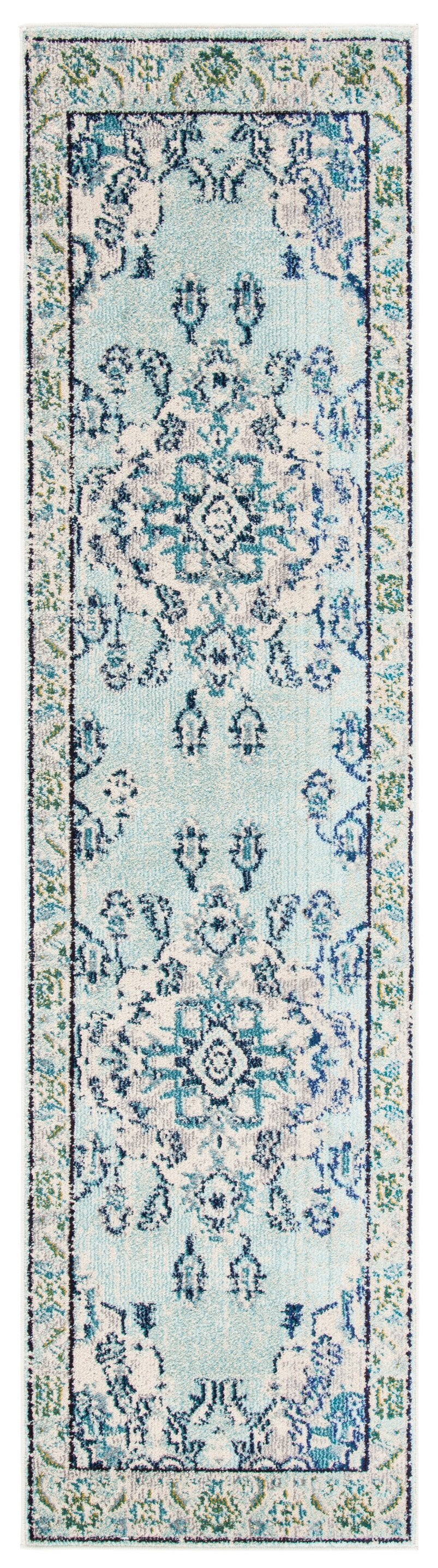 Safavieh Monaco Light Blue Ivory Area Rug 6'7" X 9'2" — Turkish Power-Loomed Oriental Design, Oeko-Tex Safe MNC243K-68