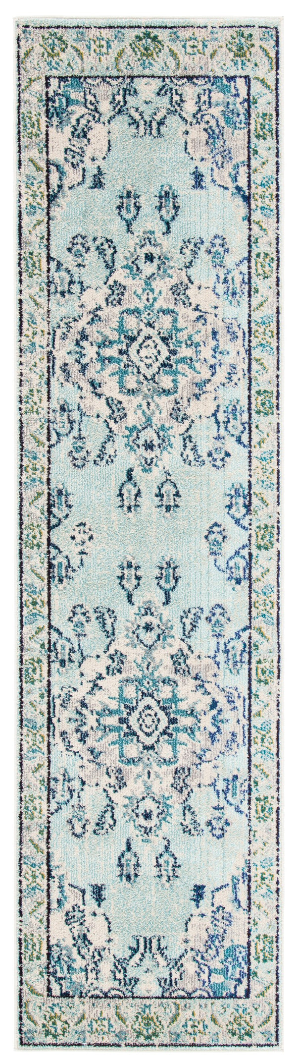 Safavieh Monaco Light Blue Ivory Area Rug 6'7" X 9'2" — Turkish Power-Loomed Oriental Design, Oeko-Tex Safe MNC243K-68