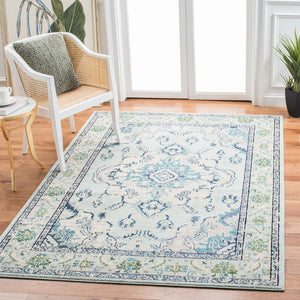 Safavieh Monaco Light Blue Ivory Area Rug 6'7" X 9'2" — Turkish Power-Loomed Oriental Design, Oeko-Tex Safe MNC243K-68