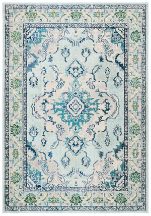 Safavieh Monaco Large Rectangle Area Rug - Luxurious Light Blue & Fuchsia Design For Elegant Home Décor Light Blue ,Ivory 57% Polypropylene,30% Cotton,13% Polyester Mnc243k-3sq