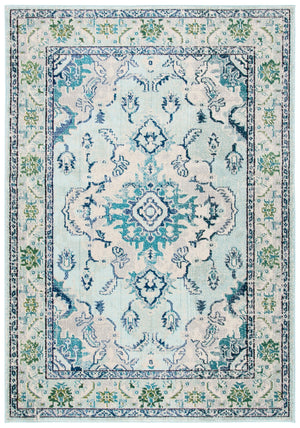 Safavieh Monaco Light Blue Ivory Area Rug 6'7" X 9'2" — Turkish Power-Loomed Oriental Design, Oeko-Tex Safe MNC243K-68