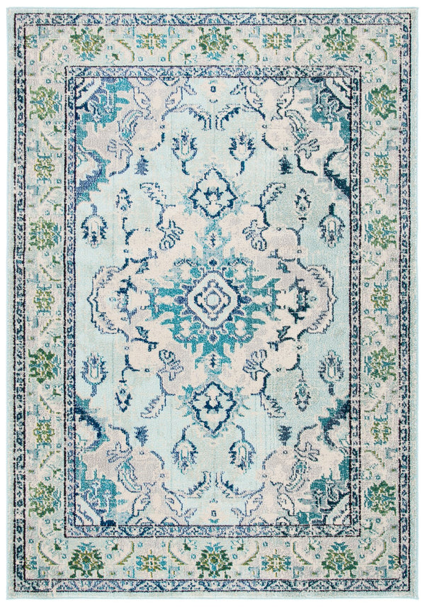 Safavieh Monaco Light Blue Ivory Area Rug 6'7" X 9'2" — Turkish Power-Loomed Oriental Design, Oeko-Tex Safe MNC243K-68