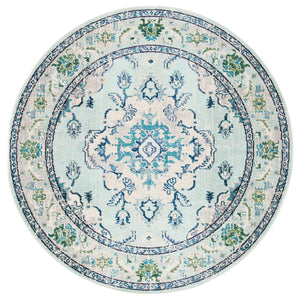Safavieh Monaco Light Blue Ivory Area Rug 6'7" X 9'2" — Turkish Power-Loomed Oriental Design, Oeko-Tex Safe MNC243K-68