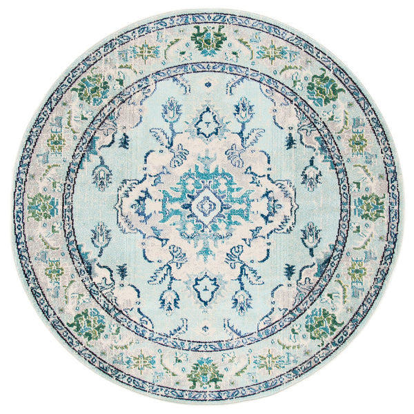 Safavieh Monaco Light Blue Ivory Area Rug 6'7" X 9'2" — Turkish Power-Loomed Oriental Design, Oeko-Tex Safe MNC243K-68