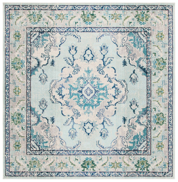 Safavieh Monaco Large Rectangle Area Rug - Luxurious Light Blue & Fuchsia Design For Elegant Home Décor Light Blue ,Ivory 57% Polypropylene,30% Cotton,13% Polyester Mnc243k-3sq