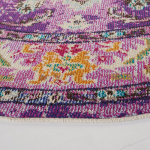 Safavieh Monaco Medallion Round Rug Power Loomed Polypropylene for Entryway or Reading Nook Violet Light Blue 4' Round MNC243L-4R