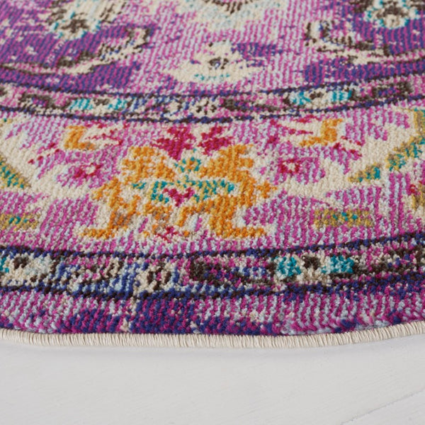 Safavieh Monaco Medallion Round Rug Power Loomed Polypropylene for Entryway or Reading Nook Violet Light Blue 4' Round MNC243L-4R
