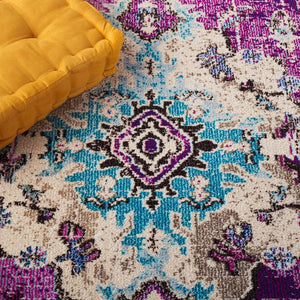 Safavieh Monaco Medallion Round Rug Power Loomed Polypropylene for Entryway or Reading Nook Violet Light Blue 4' Square MNC243L-4SQ