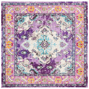 Safavieh Monaco Medallion Round Rug Power Loomed Polypropylene for Entryway or Reading Nook Violet Light Blue 4' Square MNC243L-4SQ
