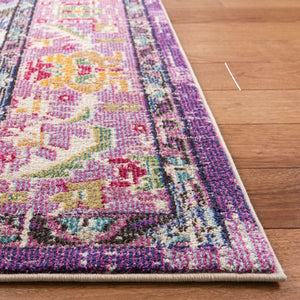 Safavieh Monaco Medallion Round Rug Power Loomed Polypropylene for Entryway or Reading Nook Violet Light Blue 4' Square MNC243L-4SQ