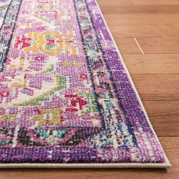 Safavieh Monaco Medallion Round Rug Power Loomed Polypropylene for Entryway or Reading Nook Violet Light Blue 4' Square MNC243L-4SQ