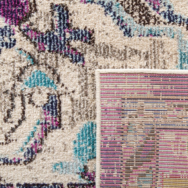Safavieh Monaco Medallion Round Rug Power Loomed Polypropylene for Entryway or Reading Nook Violet Light Blue 4' Square MNC243L-4SQ