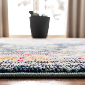 Safavieh Monaco Medallion Round Rug Power Loomed Polypropylene for Entryway or Reading Nook Navy Light Blue 2'-0" x 3'-0" MNC243N-2