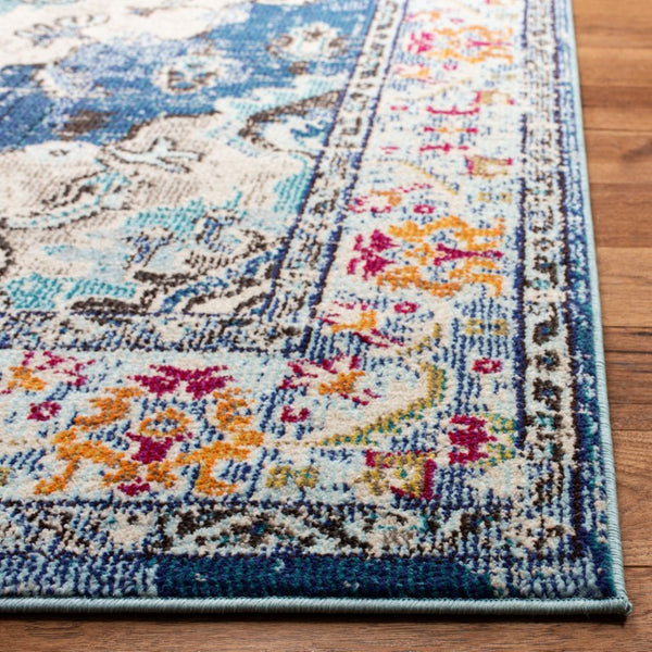 Safavieh Monaco Medallion Round Rug Power Loomed Polypropylene for Entryway or Reading Nook Navy Light Blue 2'-0" x 3'-0" MNC243N-2