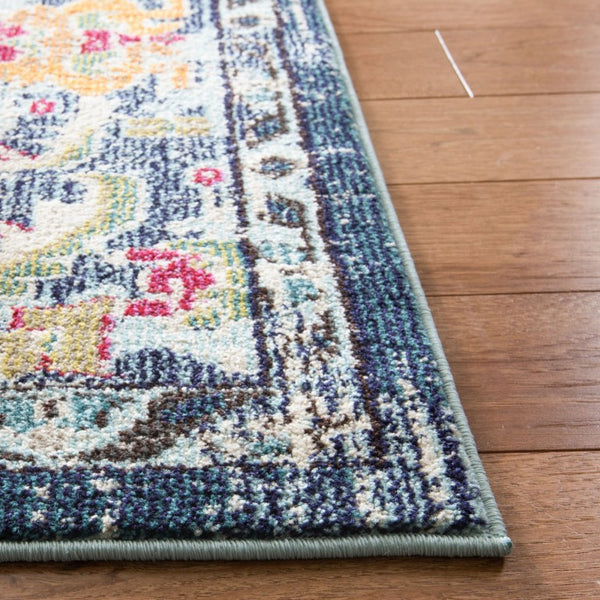Safavieh Monaco Medallion Round Rug Power Loomed Polypropylene for Entryway or Reading Nook Navy Light Blue 2'-0" x 3'-0" MNC243N-2