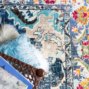Safavieh Monaco Medallion Round Rug Power Loomed Polypropylene for Entryway or Reading Nook Navy Light Blue 2'-0" x 3'-0" MNC243N-2