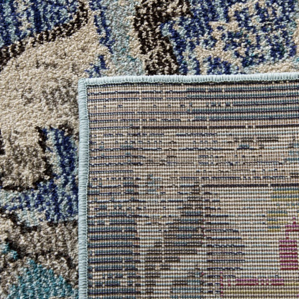 Safavieh Monaco Medallion Round Rug Power Loomed Polypropylene for Entryway or Reading Nook Navy Light Blue 2'-0" x 3'-0" MNC243N-2