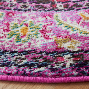 Safavieh Monaco Medallion Round Rug Power Loomed Polypropylene for Entryway or Reading Nook Violet Fuchsia 4' Round MNC243P-4R