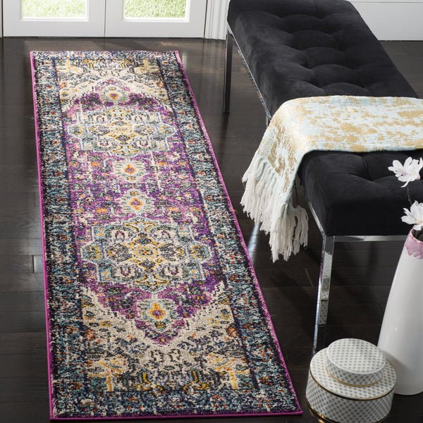 Safavieh Monaco Elegant Area Rug In Serene Hues - Intricate Turkish Design For Modern & Classic Interiors Violet ,Light Blue 57% Polypropylene,30% Cotton,13% Polyester Mnc251l-210