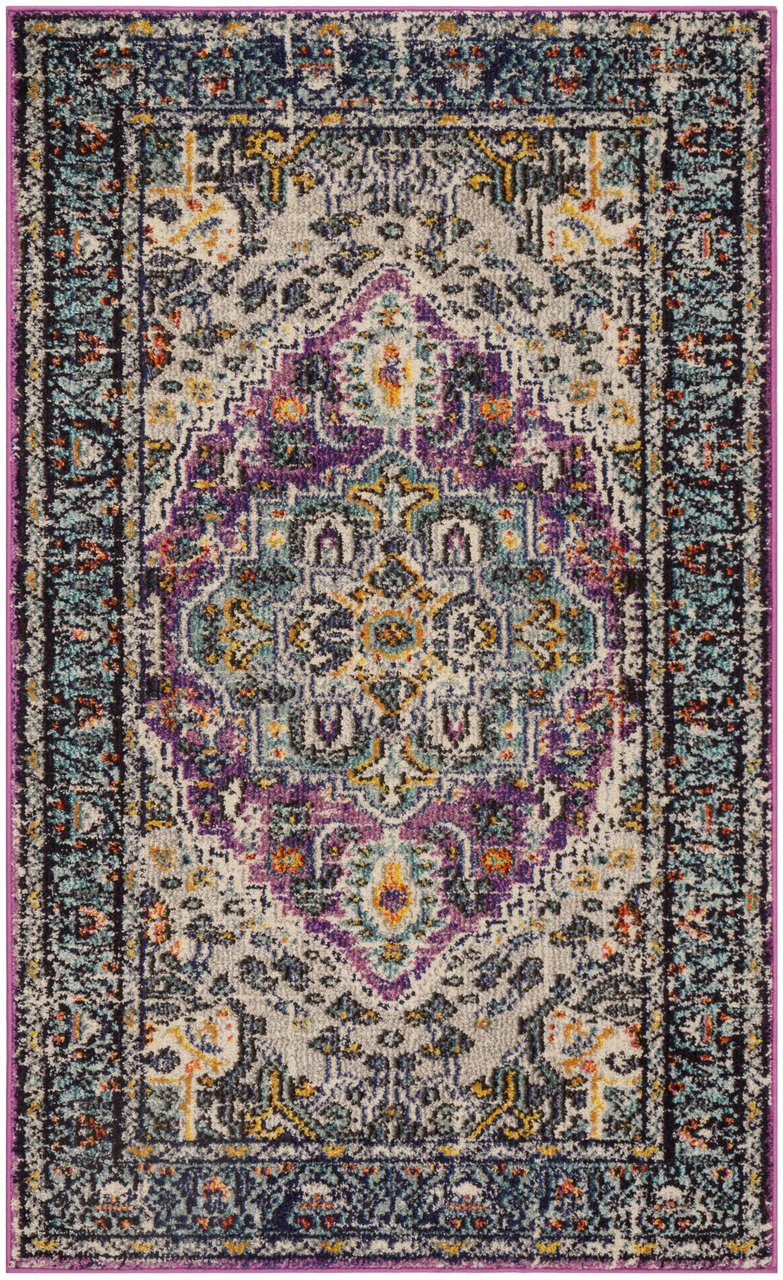 Safavieh Monaco Elegant Area Rug In Serene Hues - Intricate Turkish Design For Modern & Classic Interiors Violet ,Light Blue 57% Polypropylene,30% Cotton,13% Polyester Mnc251l-210
