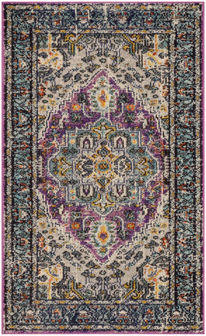 Safavieh Monaco Elegant Area Rug In Serene Hues - Intricate Turkish Design For Modern & Classic Interiors Violet ,Light Blue 57% Polypropylene,30% Cotton,13% Polyester Mnc251l-210