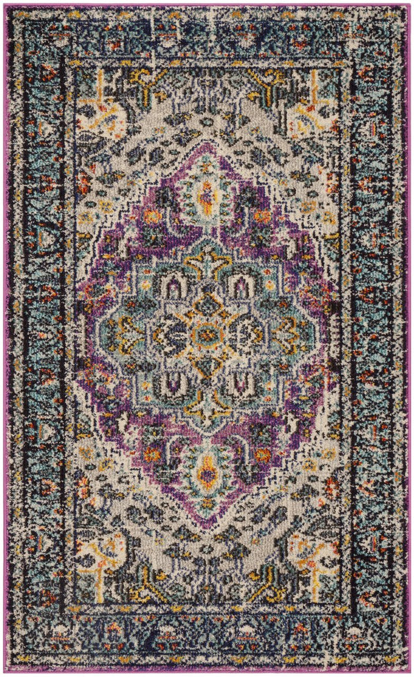 Safavieh Monaco Elegant Area Rug In Serene Hues - Intricate Turkish Design For Modern & Classic Interiors Violet ,Light Blue 57% Polypropylene,30% Cotton,13% Polyester Mnc251l-210