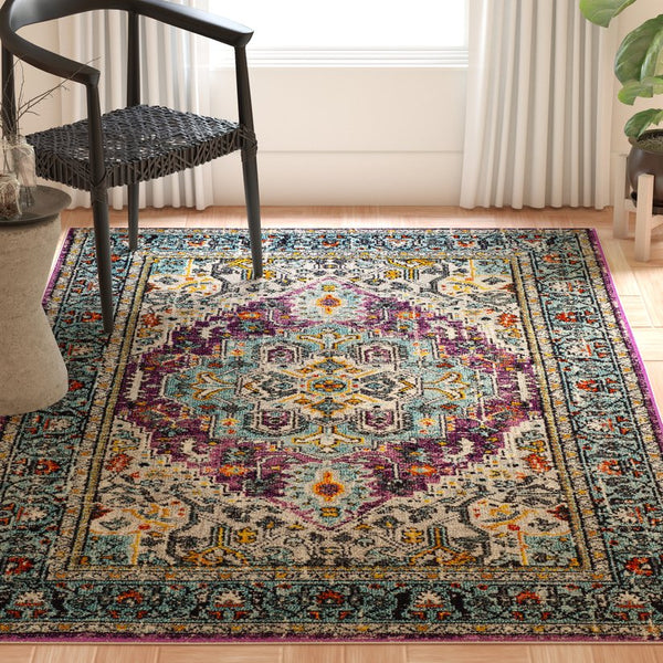 Safavieh Monaco Elegant Area Rug In Serene Hues - Intricate Turkish Design For Modern & Classic Interiors Violet ,Light Blue 57% Polypropylene,30% Cotton,13% Polyester Mnc251l-210