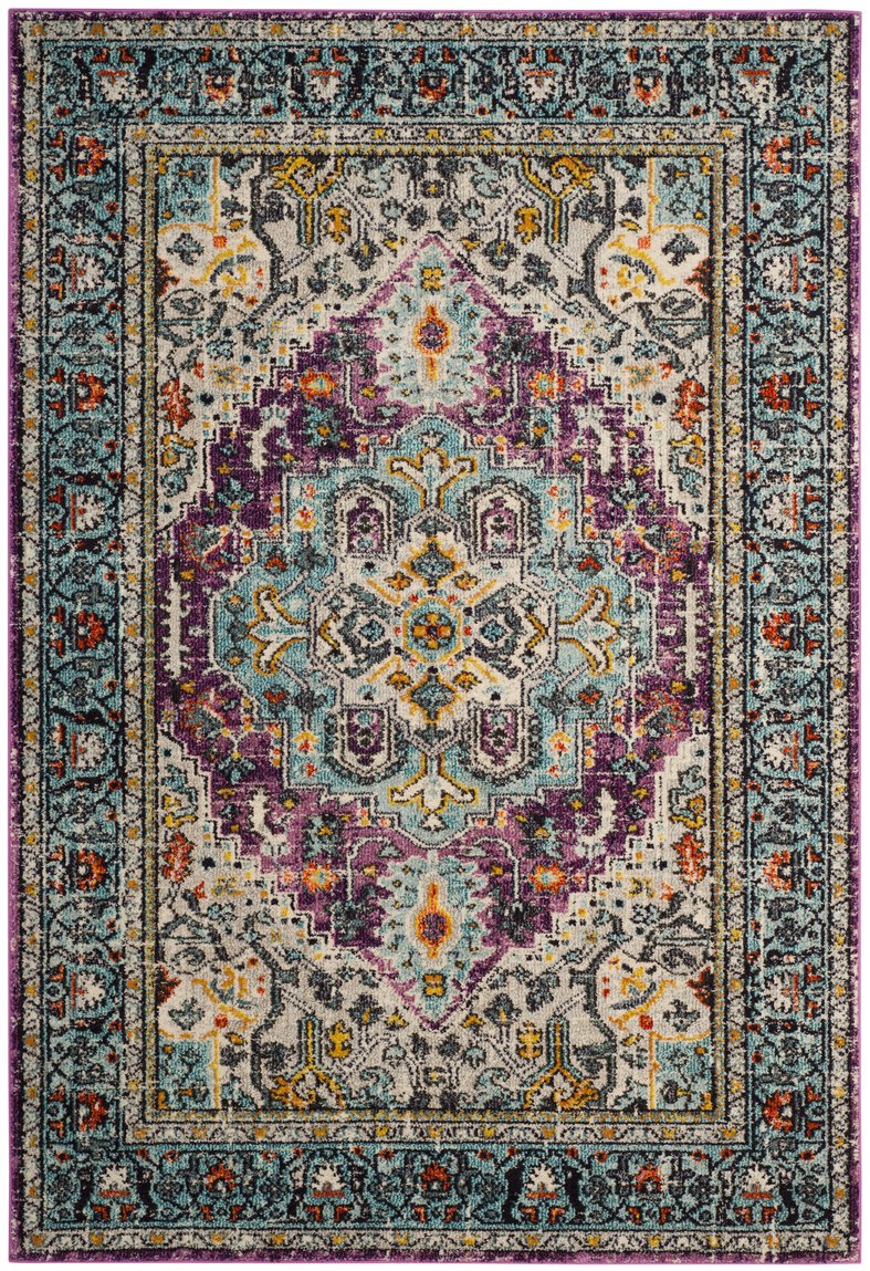 Safavieh Monaco Elegant Area Rug In Serene Hues - Intricate Turkish Design For Modern & Classic Interiors Violet ,Light Blue 57% Polypropylene,30% Cotton,13% Polyester Mnc251l-210