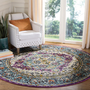 Safavieh Monaco Elegant Area Rug In Serene Hues - Intricate Turkish Design For Modern & Classic Interiors Violet ,Light Blue 57% Polypropylene,30% Cotton,13% Polyester Mnc251l-210