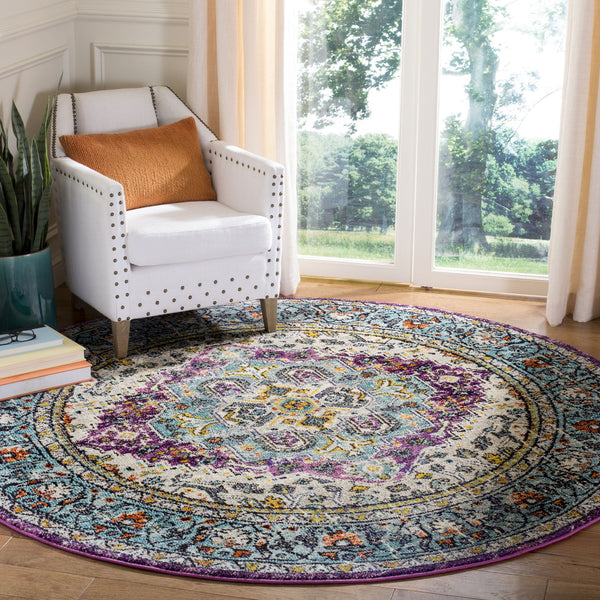Safavieh Monaco Elegant Area Rug In Serene Hues - Intricate Turkish Design For Modern & Classic Interiors Violet ,Light Blue 57% Polypropylene,30% Cotton,13% Polyester Mnc251l-210
