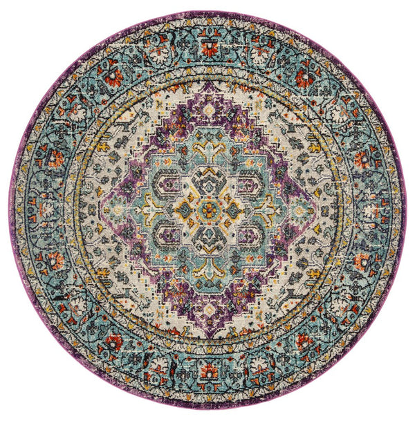 Safavieh Monaco Elegant Area Rug In Serene Hues - Intricate Turkish Design For Modern & Classic Interiors Violet ,Light Blue 57% Polypropylene,30% Cotton,13% Polyester Mnc251l-210