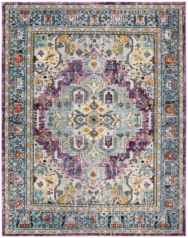 Safavieh Monaco Elegant Area Rug In Serene Hues - Intricate Turkish Design For Modern & Classic Interiors Violet ,Light Blue 57% Polypropylene,30% Cotton,13% Polyester Mnc251l-210