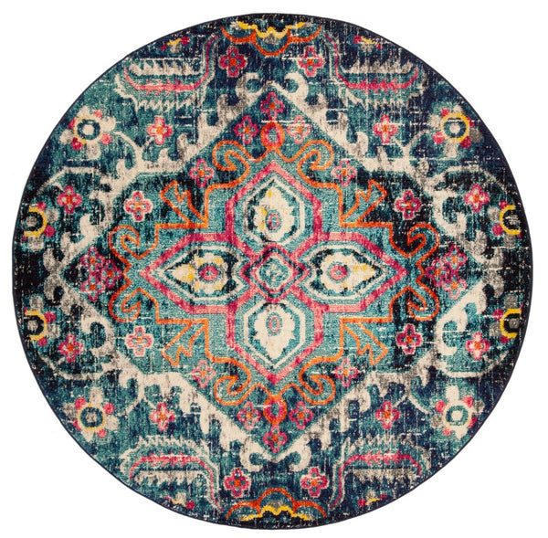 Safavieh Monaco Luxurious Area Rug - Elegant 11x15 Ft Design With Botanical Motifs For Timeless Decor Blue ,Fuchsia 57% Polypropylene,30% Cotton,13% Polyester Mnc252j-1115