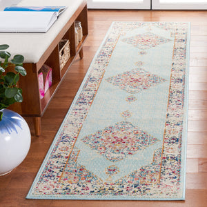 Safavieh Monaco Traditional Area Rug - Luxurious Ivory And Turquoise Design To Elevate Any Living Space Ivory ,Turquoise 57% Polypropylene,30% Cotton,13% Polyester Mnc280a-7r