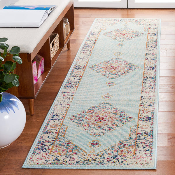 Safavieh Monaco Traditional Area Rug - Luxurious Ivory And Turquoise Design To Elevate Any Living Space Ivory ,Turquoise 57% Polypropylene,30% Cotton,13% Polyester Mnc280a-7r