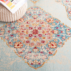Safavieh Monaco Traditional Area Rug - Luxurious Ivory And Turquoise Design To Elevate Any Living Space Ivory ,Turquoise 57% Polypropylene,30% Cotton,13% Polyester Mnc280a-7r