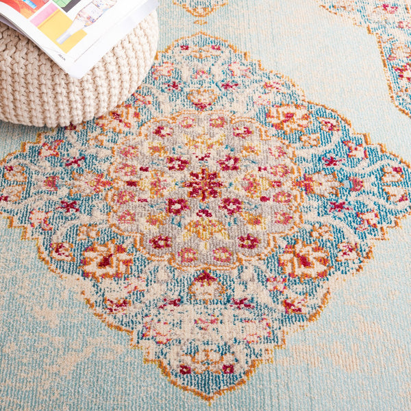 Safavieh Monaco Traditional Area Rug - Luxurious Ivory And Turquoise Design To Elevate Any Living Space Ivory ,Turquoise 57% Polypropylene,30% Cotton,13% Polyester Mnc280a-7r