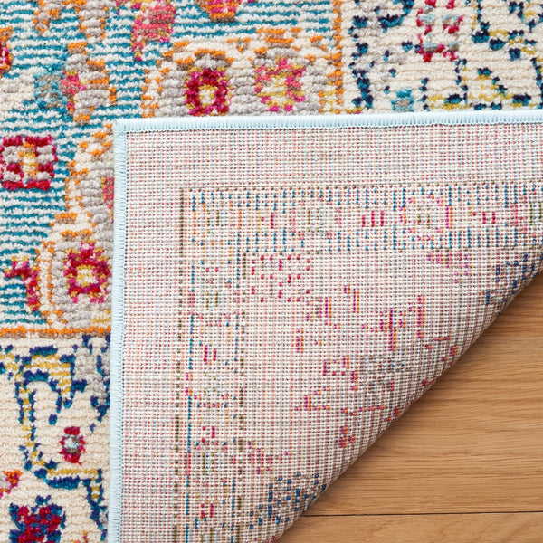 Safavieh Monaco Traditional Area Rug - Luxurious Ivory And Turquoise Design To Elevate Any Living Space Ivory ,Turquoise 57% Polypropylene,30% Cotton,13% Polyester Mnc280a-7r