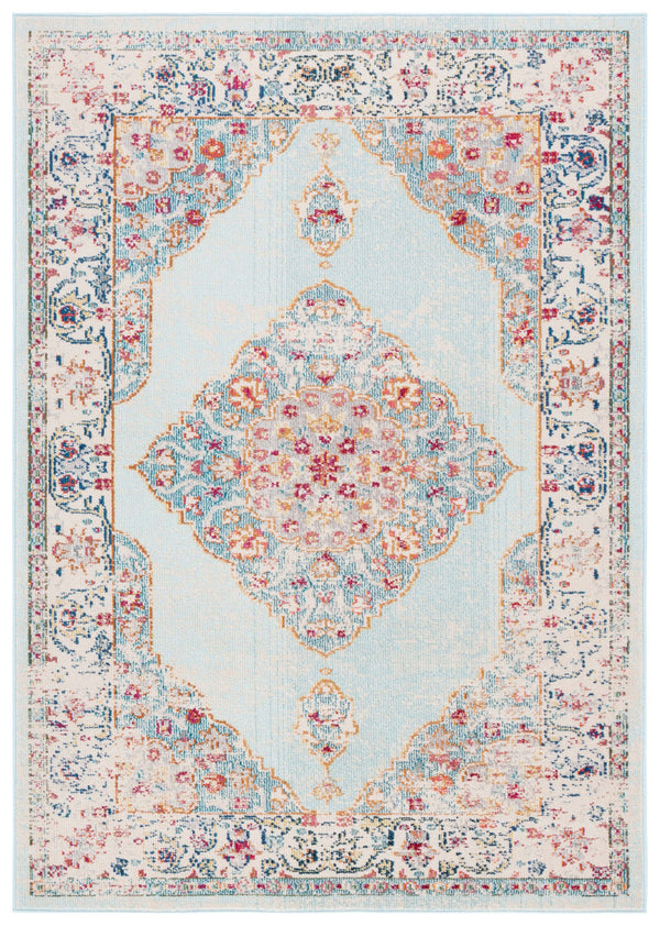 Safavieh Monaco Traditional Area Rug - Luxurious Ivory And Turquoise Design To Elevate Any Living Space Ivory ,Turquoise 57% Polypropylene,30% Cotton,13% Polyester Mnc280a-7r