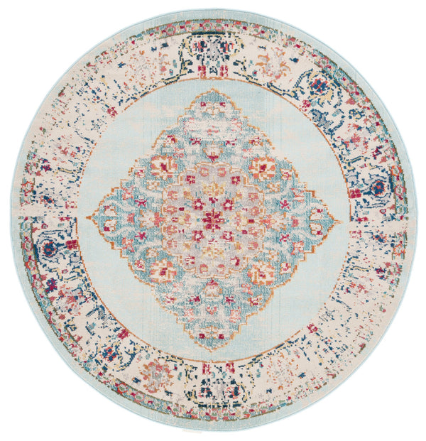 Safavieh Monaco Traditional Area Rug - Luxurious Ivory And Turquoise Design To Elevate Any Living Space Ivory ,Turquoise 57% Polypropylene,30% Cotton,13% Polyester Mnc280a-7r