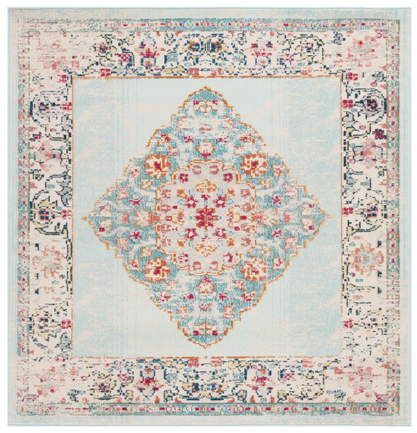 Safavieh Monaco Traditional Area Rug - Luxurious Ivory And Turquoise Design To Elevate Any Living Space Ivory ,Turquoise 57% Polypropylene,30% Cotton,13% Polyester Mnc280a-7r