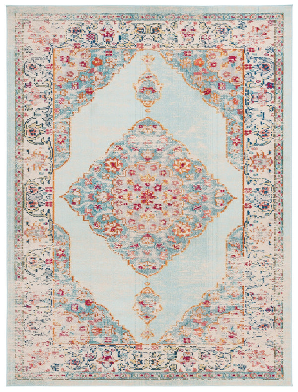 Safavieh Monaco Traditional Area Rug - Luxurious Ivory And Turquoise Design To Elevate Any Living Space Ivory ,Turquoise 57% Polypropylene,30% Cotton,13% Polyester Mnc280a-7r