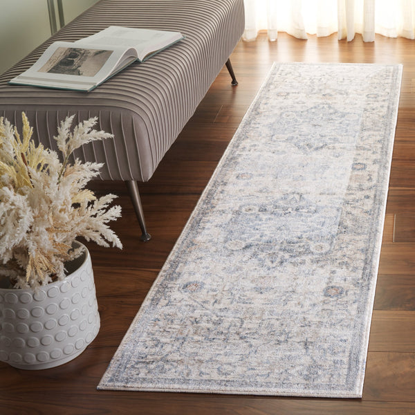 Safavieh Moon Traditional Grey/Blue Area Rug - Elegant Medallion Design, Durable & Slip-resistant, 5'3" X 7'7" Grey ,Blue Polyester Mnd631a-5