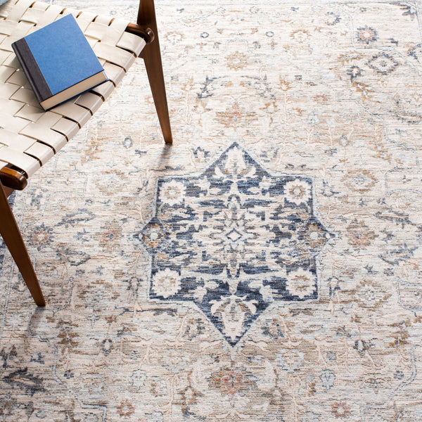 Safavieh Moon Traditional Grey/Blue Area Rug - Elegant Medallion Design, Durable & Slip-resistant, 5'3" X 7'7" Grey ,Blue Polyester Mnd631a-5