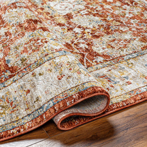 Mona Lisa MNI-2315 9' x 12'2" Machine Woven Rug MNI2315-9122  Light Sage, Tan, Rust, Mustard, Burgandy, Dark Blue Surya