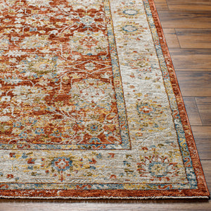 Mona Lisa MNI-2315 9' x 12'2" Machine Woven Rug MNI2315-9122  Light Sage, Tan, Rust, Mustard, Burgandy, Dark Blue Surya